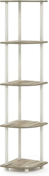 Furinno TURN-N-TUBE Corner Shelf 5-Tier Sonoma Oak 29.5 W x 146.6 H x 29.5 D view 7