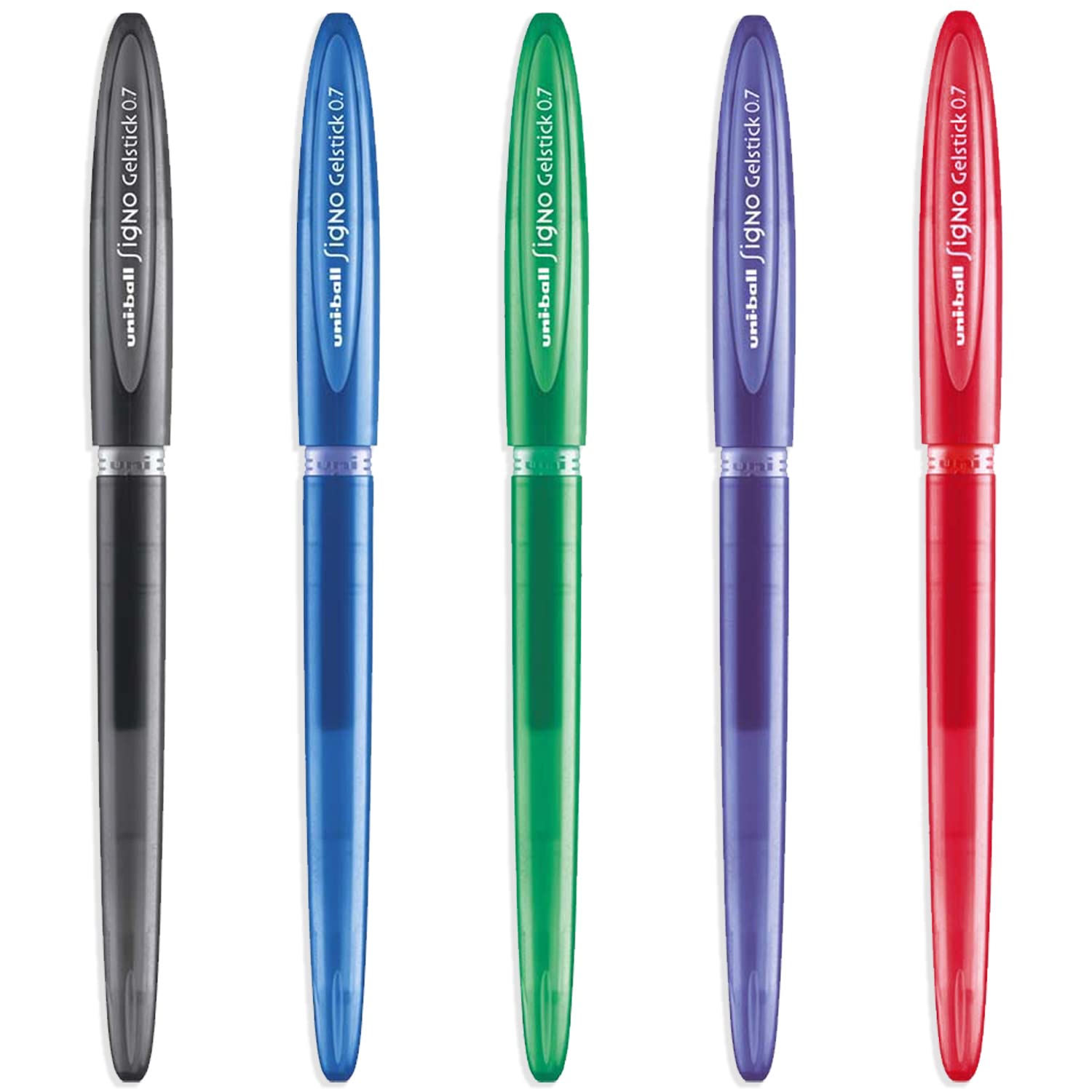 uni-ball Signo UM-170 Gelstick Gel Rollerball Pen - Black, Blue, Green, Violet & Red Ink - Pack of 5