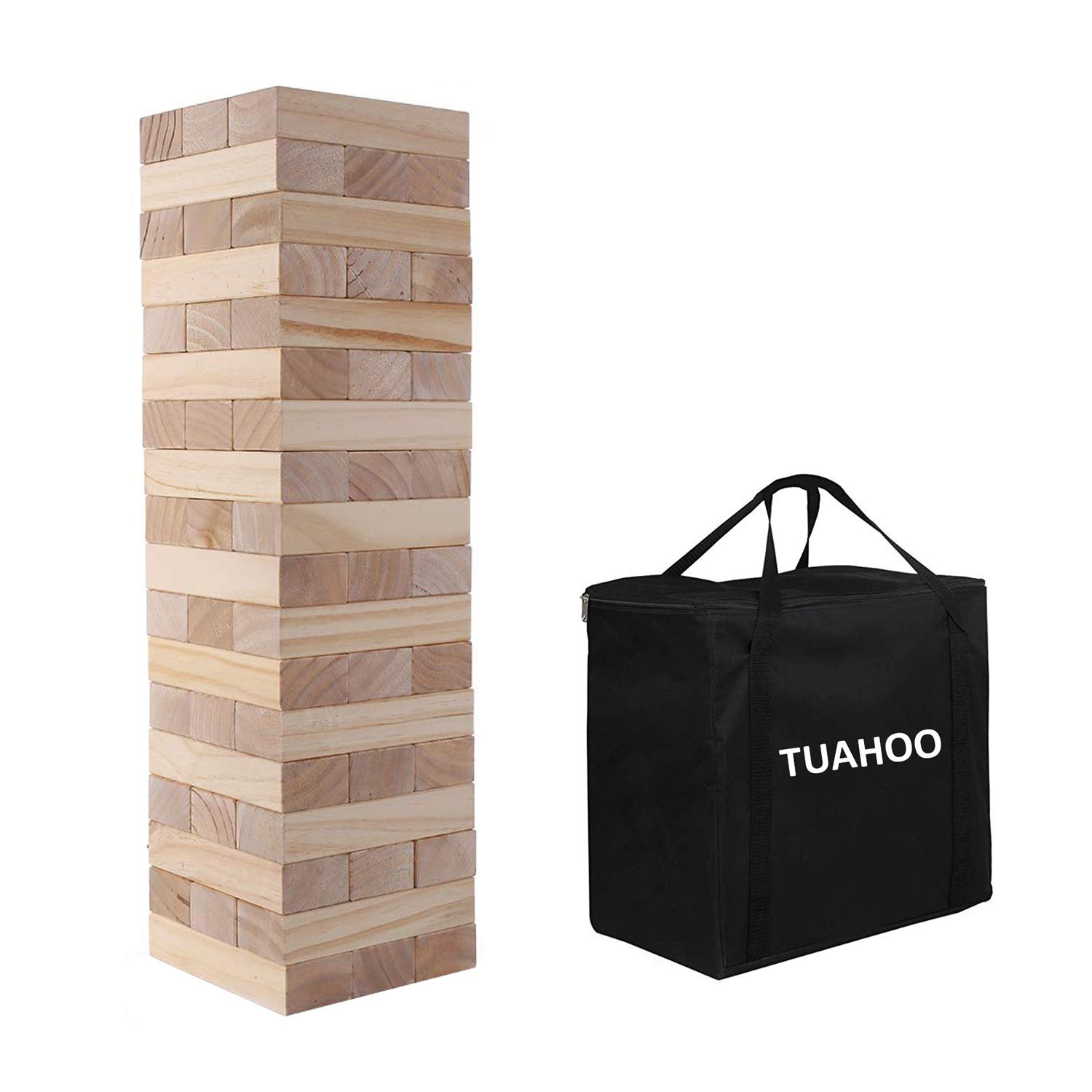 TUAHOO Outdoor Garden Games Giant Tumble Tower (Stack 0.6 M up to 1.5 M), Large Tumbling Timber Wooden Blocks Stacking Game for Kids Adults Family Fun