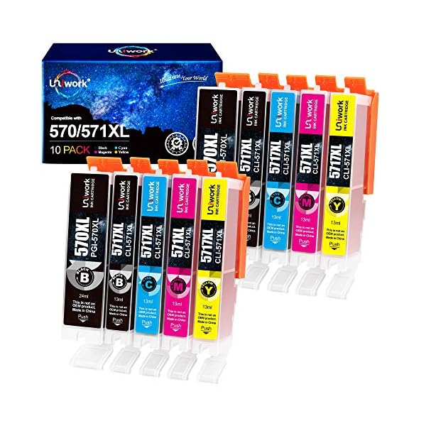 Uniwork Kompatibel Tintenpatrone als Ersatz für Canon PGI-570XL CLI-571XL für PIXMA TS5050 MG5750 TS5055 MG6850 MG5753 MG6852 TS5051 TS6051 MG5751 MG6853 TS6050 MG5752 MG6851 TS5053 TS6052 (10er-Pack)