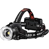 AMAKER LED Headlamp Rechargeable, 9000mAh Long Battery Head Lamp with 12 Modes, IPX7 Waterproof USB Rechargeable Headlight, Zoomable Headlamp for Adults, 90° Adjustable for Camping Hunting Climbing