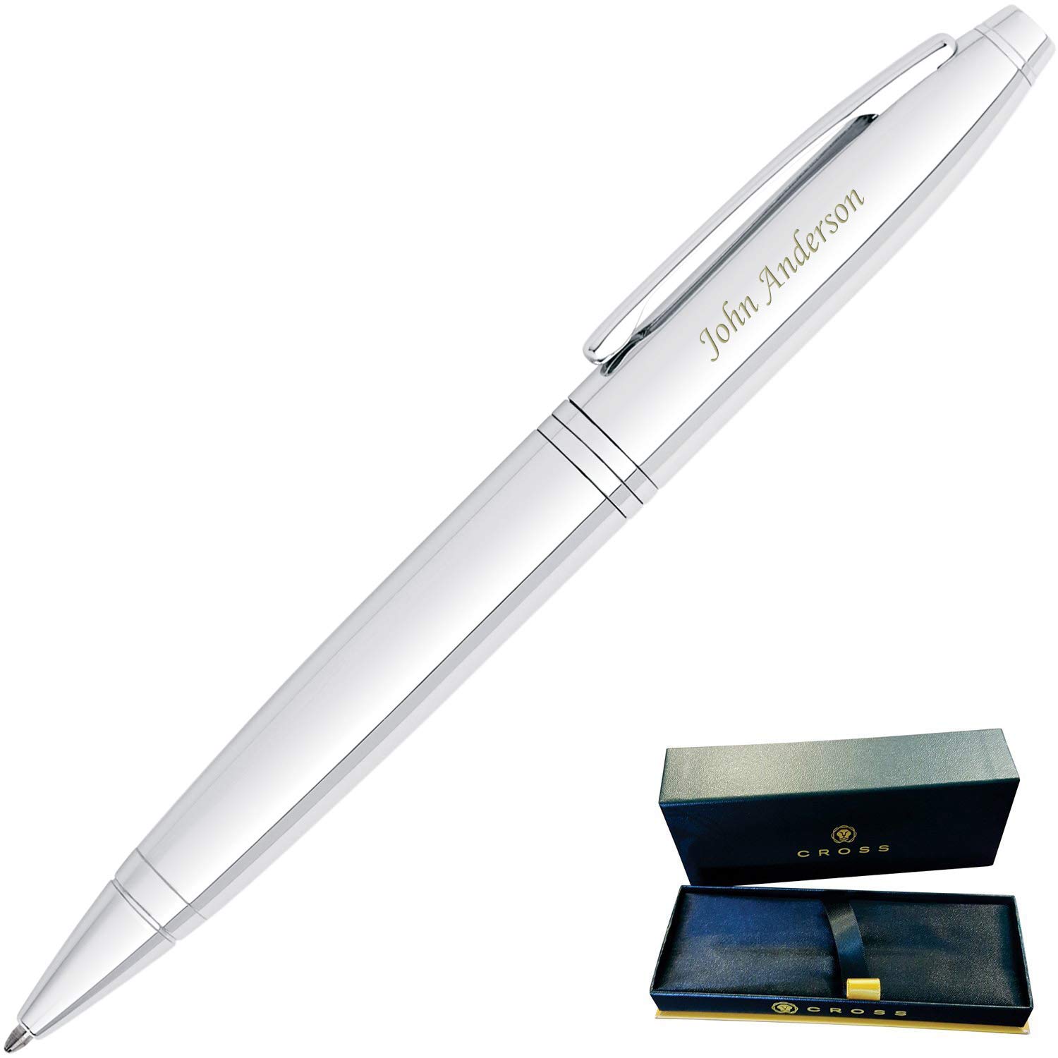 Dayspring Pens | Personalized Cross Calais Gift Ballpoint Pen, Lustrous Chrome. Custom Engraved 1 Line of Engraving. Gift for a man or woman. AT0112-1 Fast engraving