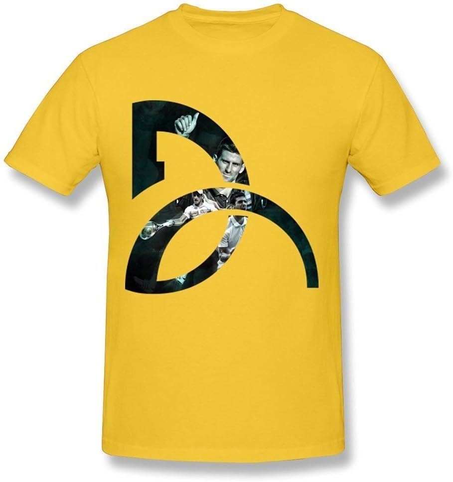 SHJQ Men's Tees Cool Tennis Player Novak Djokovic Logo Yellow Size XL