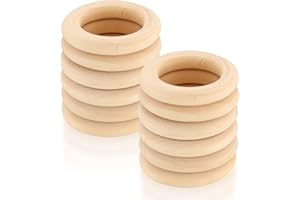 FULUSHOUXI 12pcs Wooden Rings for Crafts, Natural Wooden Rings for Macrame, Unfinished Wood Rings Circles, Macrame Rings Wooden Hoops for DIY Craft Pendant Connectors Jewelry Making - 80mm/3.15 inch