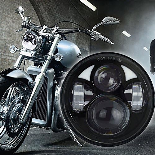 LIGGAR 5-3/4 5.75'' Inch Black LED Projection Headlight for Harley Davidson Daymaker Motorcycles with Angel Eye DRL