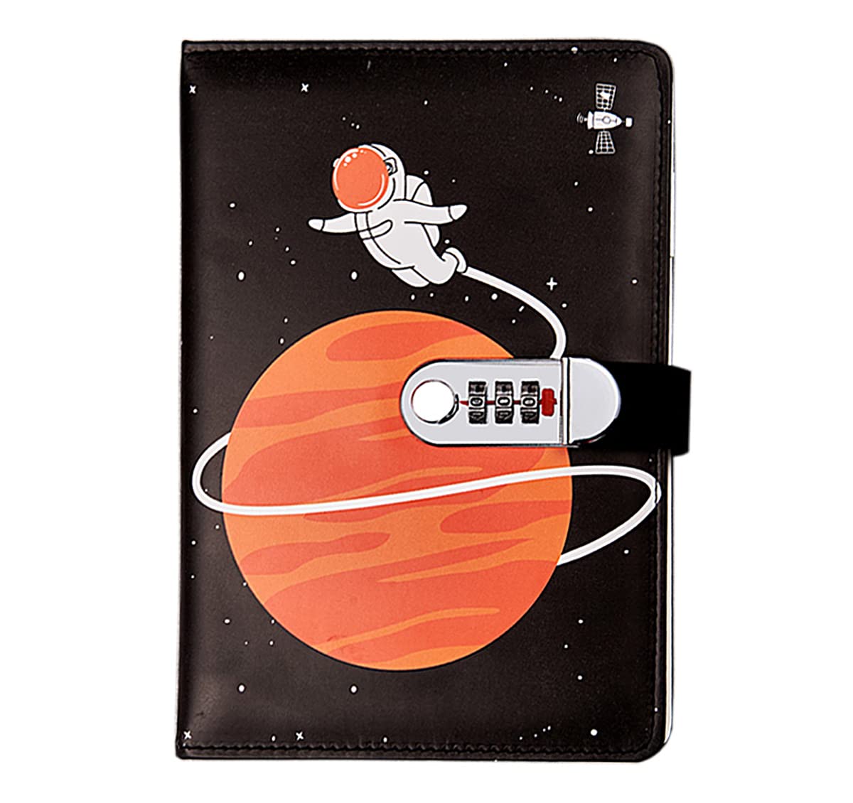 LinYesh Creative PU Leather Notebook Diary with Lock, A5 Secret Password Notepad Journal Travel Diary Organiser with Combination Lock Pen Holder, 145 x 210mm