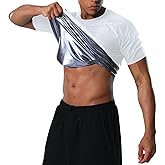 Donason Sauna Shirt for Men Heat Trapping Compression Sweat Suit T-shirt Workout Body Shaper for Gym Short Sleeve Shapewear