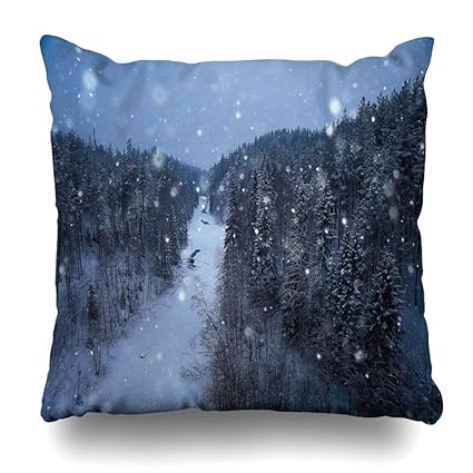 Amazon Com Ahawoso Throw Pillow Cover Ice Blue River Winter Snowy