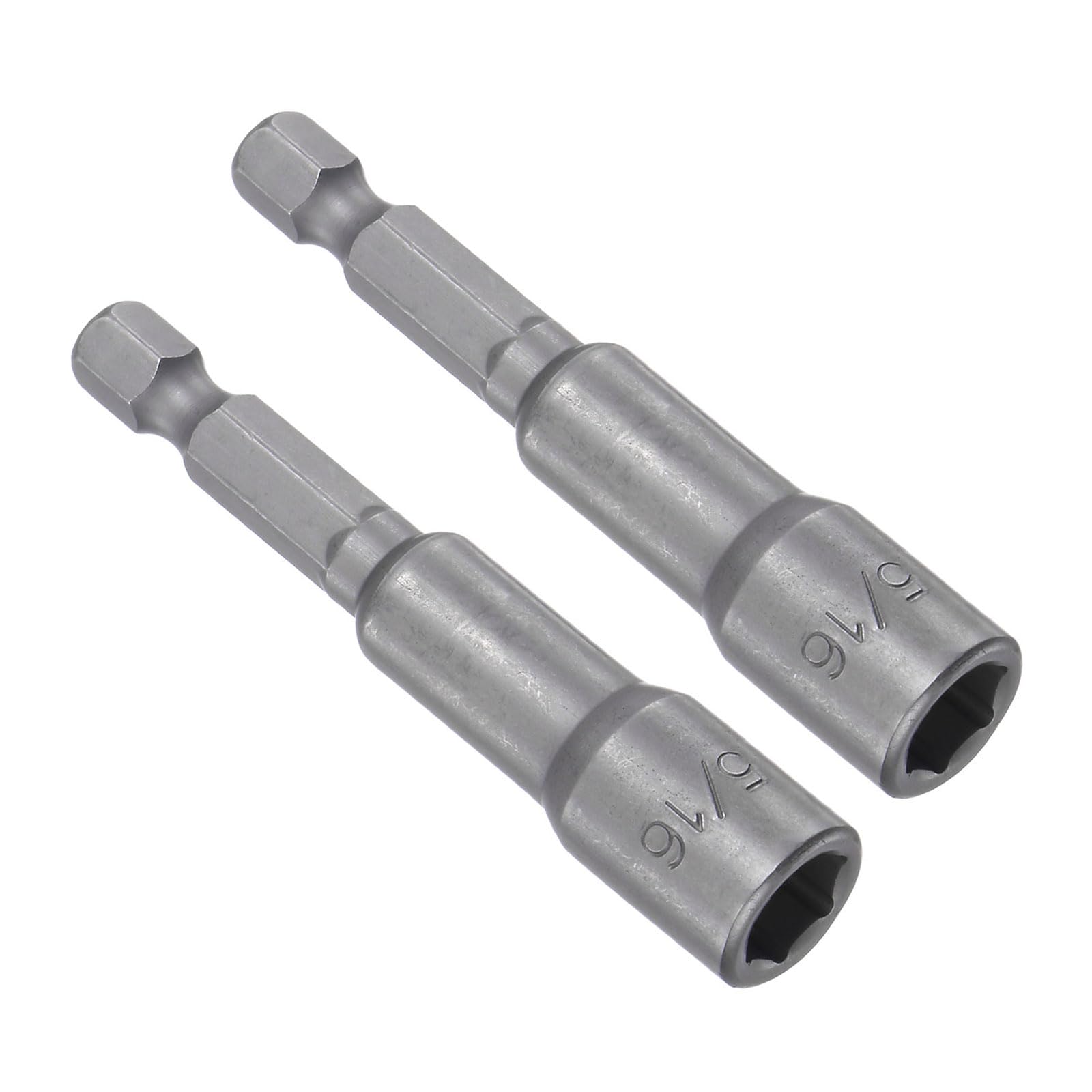 CoCud Quick-Change Nut Setter Driver Bit, 5/16-inch SAE 65mm Length 1/4" Shank, CR-V Magnetic Straight Shank Setter Drill Bits - (Applications: for Auto Repair) - 2pieces