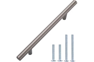 �鶹�� Basics Euro Bar Cabinet Handle (3/8-inch Diameter), 6.38-inch Length (4-inch Hole Center), Satin Nickel, 10-Pack