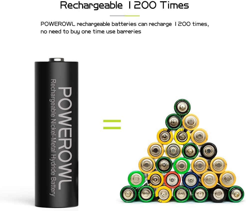 POWEROWL Rechargeable AA Batteries, 2800mAh High Capacity Double A Batteries 1.2V NiMH Low Self Discharge (Pack of 12): Home Audio & Theater
