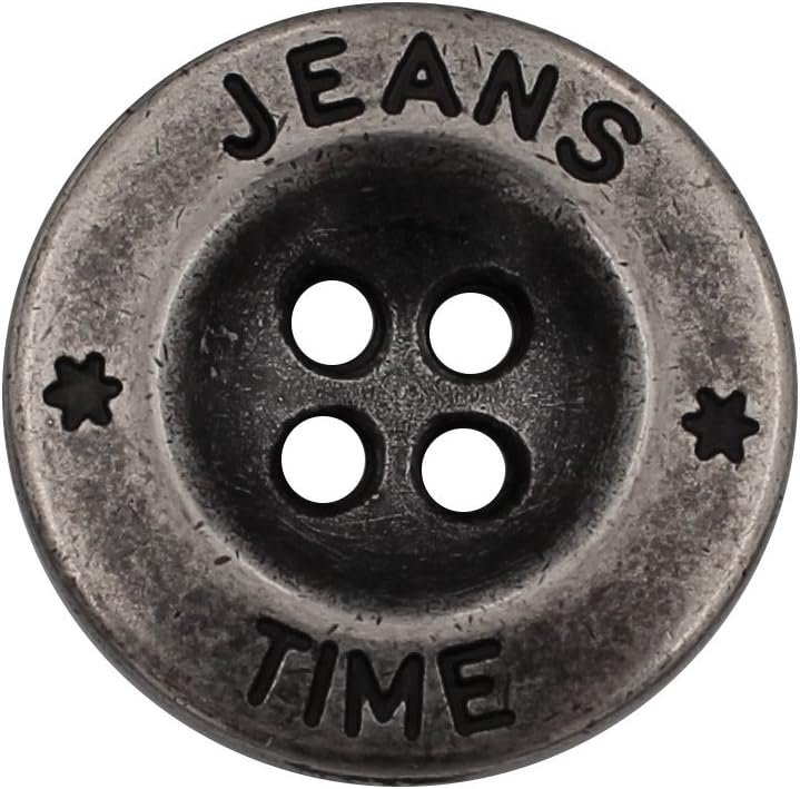 Silber Metall Knöpfe Basic Jeans Hosenknöpfe 4 Löcher Metallknöpfe Made in Germany 5 Stück (18mm)