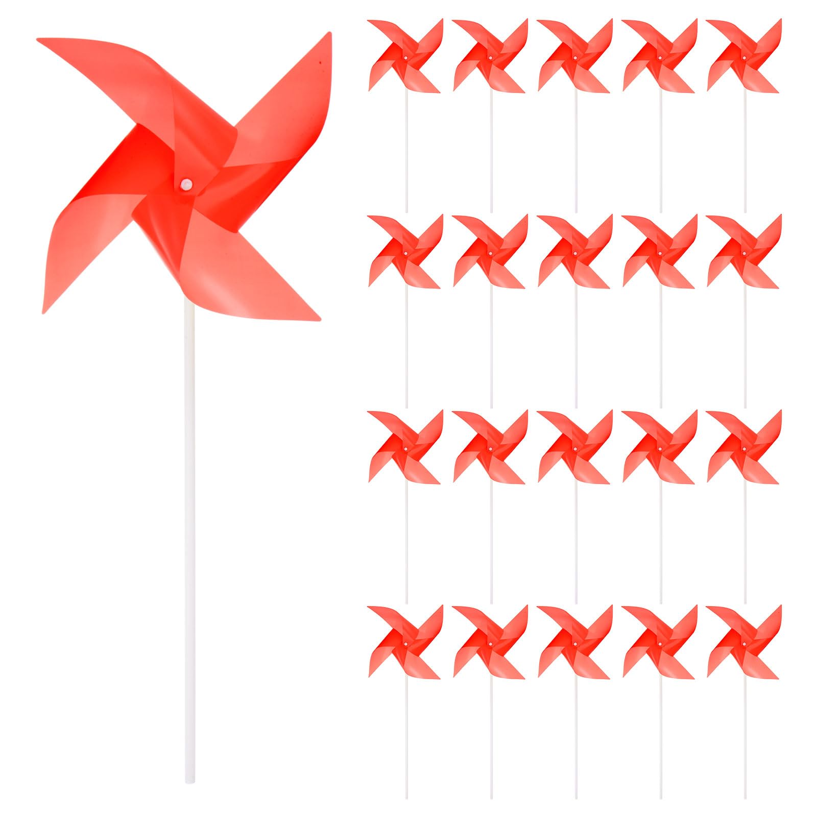 sourcing map 50pcs Windmills for the Yard Garden 15" x 7.5" 4 Leaves Pinwheels Wind Mills Spinners Windproof Waterproof Bird Devices with Stakes for Patio Decor, Red β image 1