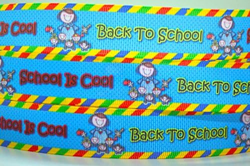 5 Yards Back To School - School Is Cool Design Grosgrain Ribbon 4 Hairbow &amp; Gift Wrapping 7/8" Inch 22mm