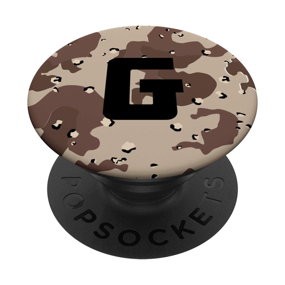 Desert Camo with Letter G Initial PopSockets PopGrip: Swappable Grip for Phones & Tablets