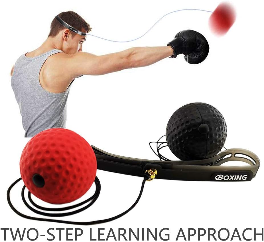 KANOA Boxing Reflex Ball, 2 Difficulty Level Boxing Ball with Headband, Perfect for Reaction, Agility, Punching Speed, Fight Skill and Hand Eye Coordination Training