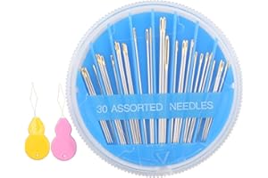 Hekisn 30pcs Premium Hand Sewing Needles, 6 Sizes 30-Count Assorted Sewing Needles, Stitching Needles for Hand Sewing Repair，Sewing Sharp Needles Sewing Repair Embroidery Needles (1, Blue)