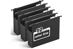 ANSOOK Plastic Hanging File Folders Letter Size,Heavy Duty 2" Expandable File Folder with Tabs,12 Pack Reinforced Expanding Hanging Folder,File Cabinet Folder,Extra Capacity Hanging Organizer for Home Office