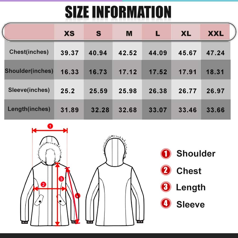 PUREMSX Women's Padded Jacket, Ladies Long Thicken Parka Faux Fur Down Alternative Winter Hooded Outwear Warm Overcoat XS-XXL: Clothing