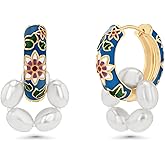 SNGIA 18K gold plated Hoop Earrings, Pearl Earrings, 18K gold plated, Hypoallergenic, Boho, Chunky & Small Sizes, Perfect for Women & Special Occasions, Two Ways to Wear with Removable Pearls