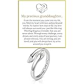 LANWLOSI To My Granddaughter Hug Ring Stainless Steel Engraved Always with You Hope Ring Adjustable Inspirational Hug Hope R-ing Jewelry Birthday Family Gifts for Her
