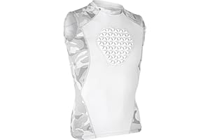PORTECㅤ Youth Baseball Chest Protector Softball Padded Compression Shirt Support Softball、Football、 Lacrosse Heart Sternum Guard （White/Camo）