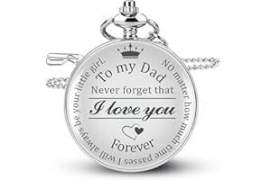 KUCHEY Fathers Day Dad Gifts from Daughter Son, Birthday Gifts for Grandpa Husband Step Dad Personalized Pocket Watch with Chain