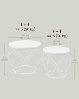 VASAGLE Round Coffee Table Set of 2 Snow White Cloud White LET040W46 view 6