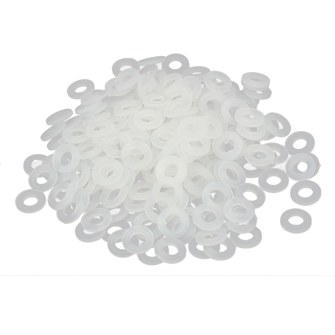 Sourcingmap M4 x 8mm x 1mm Nylon Flat Insulating Washers Gaskets Spacers Fastener for Faucet Pipe Water Hose Grey White 300PCS