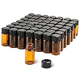 DMuuuDM 50 Pcs 3ml Amber Glass Essential Oil