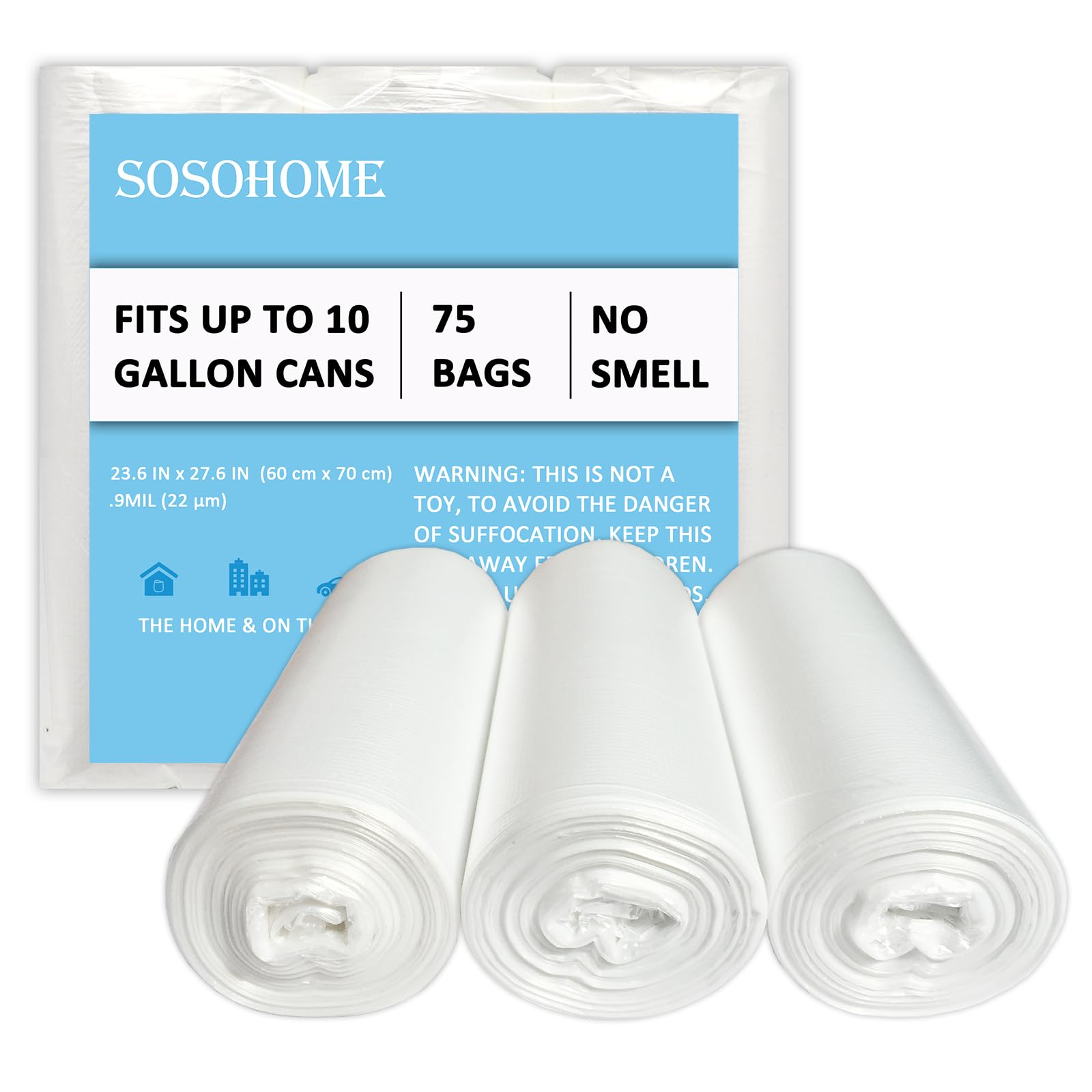 Photo 1 of 10 Gallon Trash Bags - 22 Micron Ultra Strong Clear Garbage Bags Trash Can Liners for Office Kitchen, 75 Count