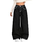 SHENHE Girl's Baggy Jeans Wide Leg Low Rise Elastic Waist Y2k Denim Pants Jeans Streetwear