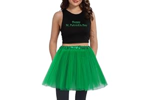 WINROLA Adult Women St. Patrick’s Day Green Tutu Skirt Teens Shamrock Tulle Tutu Dress-Up Irish Party Clover Tutu Costumes