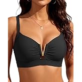 V Wired Bikini Top Only - Vintage Swim Top Padded Bra Swimsuits