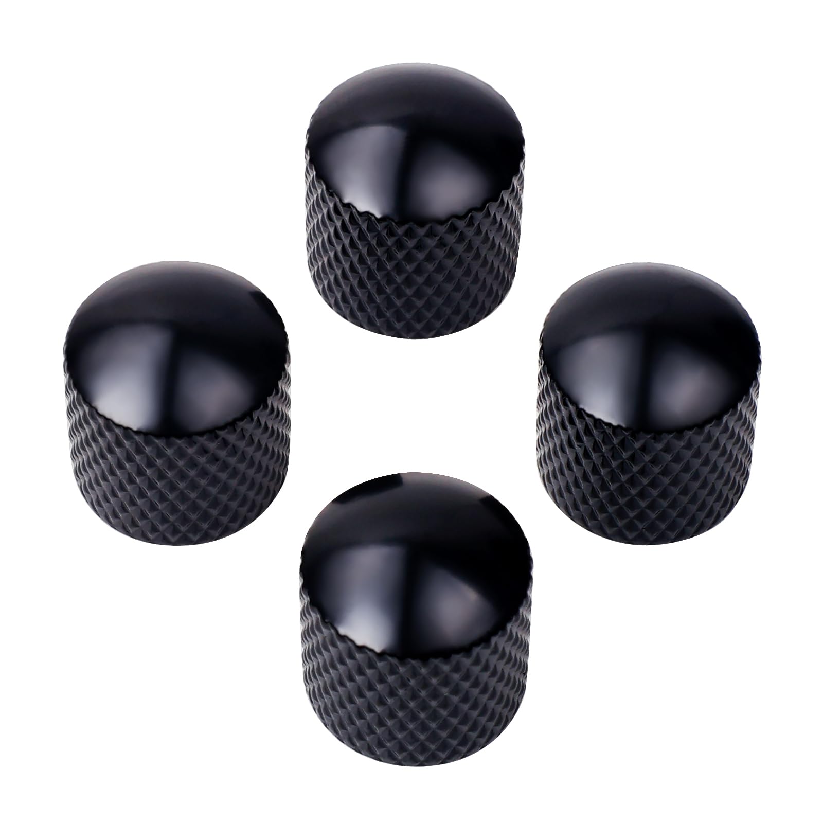 Banworks Electric Guitar Metal Control Knobs Metric 6mm (15/64") Speed Knob Dome Top Knobs Hat 18-Spline for Squier Telecaster Tele Super Strat ST Electric Guitars Pack of 4 JT/XN-05 Black