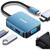 BENFEI USB C HUB 4in1, USB Type-C to HDMI VGA Adapter,USB C to USB Adapter | USB Type-C Power Delivery, Compatible with iPhone 15 Pro/Max, MacBook Pro/Air 2023, iPad Pro, iMac, S23, XPS 17