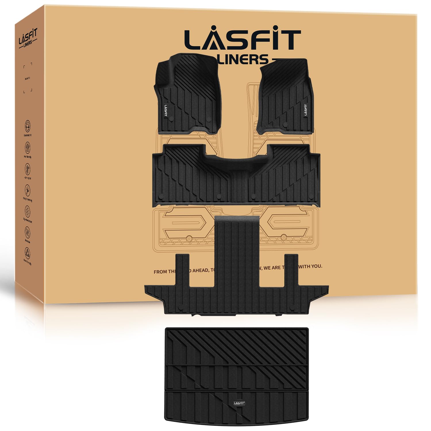 Photo 1 of LASFIT Floor Mats & Cargo Liner 2021-2026 & Only 7 Seats (Not for 8/9 Seats) for Chevy Suburban/GMC Yukon XL(Only Yukon XL, Not Fit Yukon)/Cadillac Escalade ESV(Only Escalade ESV, Not Fit Escalade)