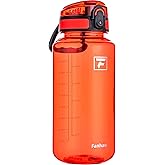 Fanhaw 32 Oz Clear Tritan Water Bottle, BPA-Free & Leak-Proof, Wide Mouth with Anti-dust Chug Lid, Reusable Plastic Bottle for Gym, Travel, School & Office (Red)