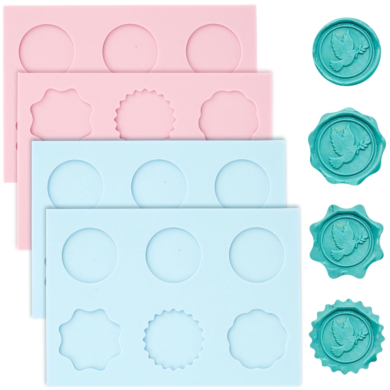Photo 1 of 4 PCS Silicone Wax Seal Mat for Wax Seal Stamp, Wax Seal Kit?6-Cavity Round and Polygon Wax Seal Mold for DIY Craft Adhesive Wax Seal Stickers