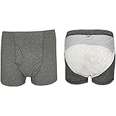 1 Pair Washable Urinary Incontinence Underwear for Men, Breathable Cotton Adult Leakproof Underwear Boxer, Reusable Incontinence Protective Briefs for Light Leaks (Medium)