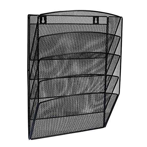 Klickpick Office 15 Sections Wall Hanging Files Wall Mounted Metal Mesh Document File Organizer Magazine Holder Rack Organizer Racks Multipurpose Use to Display Files, Magazine, Newspapers- Black - Thumbnail 3