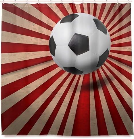Amazon Kapanou防水 シャワーカーテン カラフルなレイの背景にサッカー かわいいシャワーカーテン ユニットバス バスルーム 芸術の装飾 180cmx180cm バスフック付き 取り付け簡単 シャワーカーテン ホーム キッチン オンライン通販