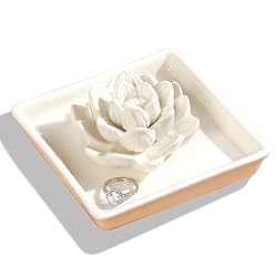 PUDDING CABIN White Lotus Ring Holder Dish, Jewelry