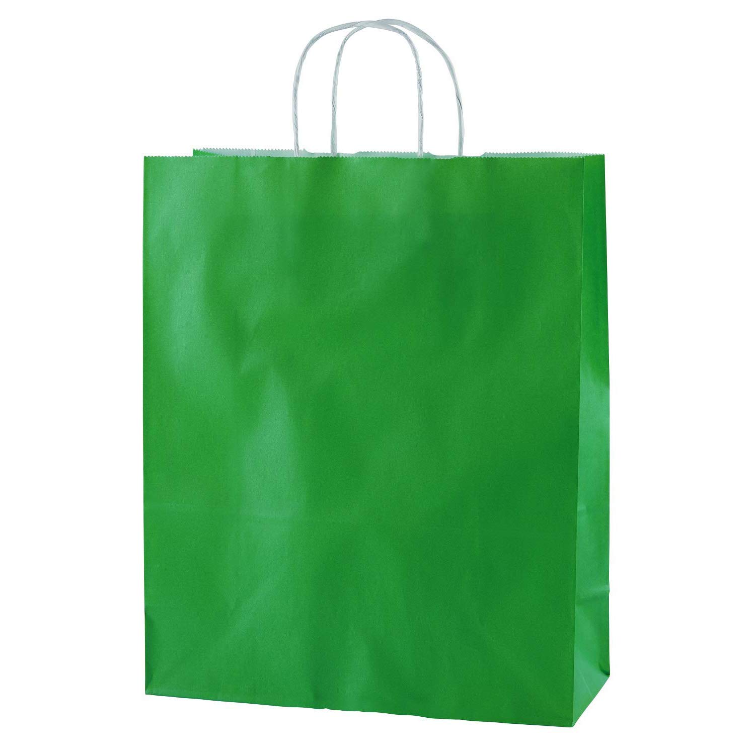 Thepaperbagstore 30 Green Medium Paper Bags with Handles - 25x11x31cm - Colourful Paper Gift Bags for Adults and Kids - for Shopping, Party, Retail, Birthdays and Weddings