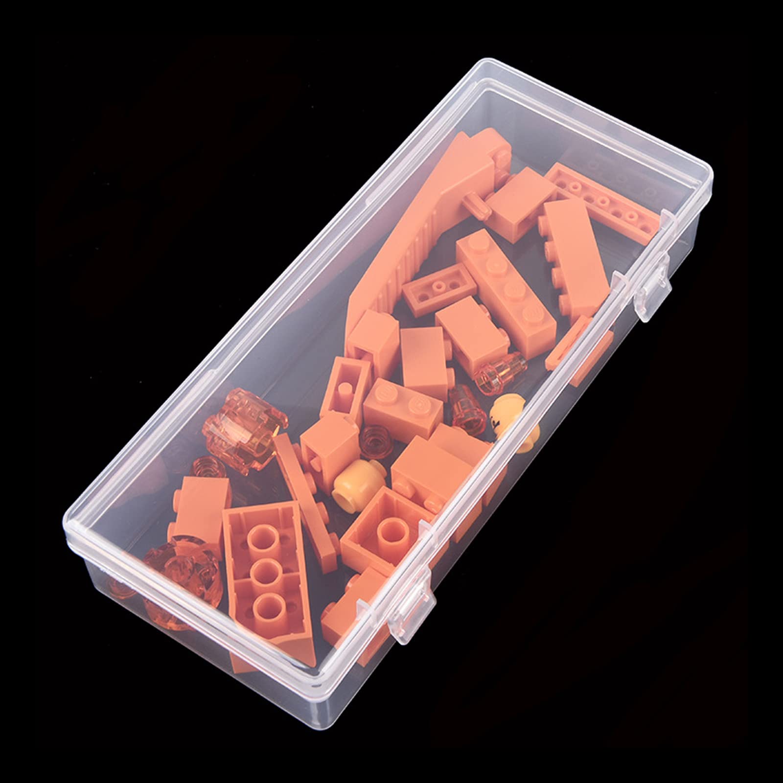 6 Pack Rectangular Clear Plastic Storage Containers Box with Hinged Lid for Beads and Other Small Craft Items (6.1 x 2.56 x 1.18 inch)