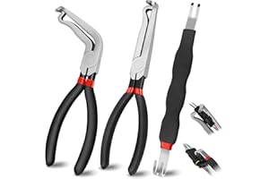 DHAPY 3Pcs Electrical Disconnect Pliers Set, Automotive Electrical Connector Separator with Straight & 60 Degree, Electrical Disconnect Pliers for Cars, Push Tab and Fuel Line Clip Removal Tool