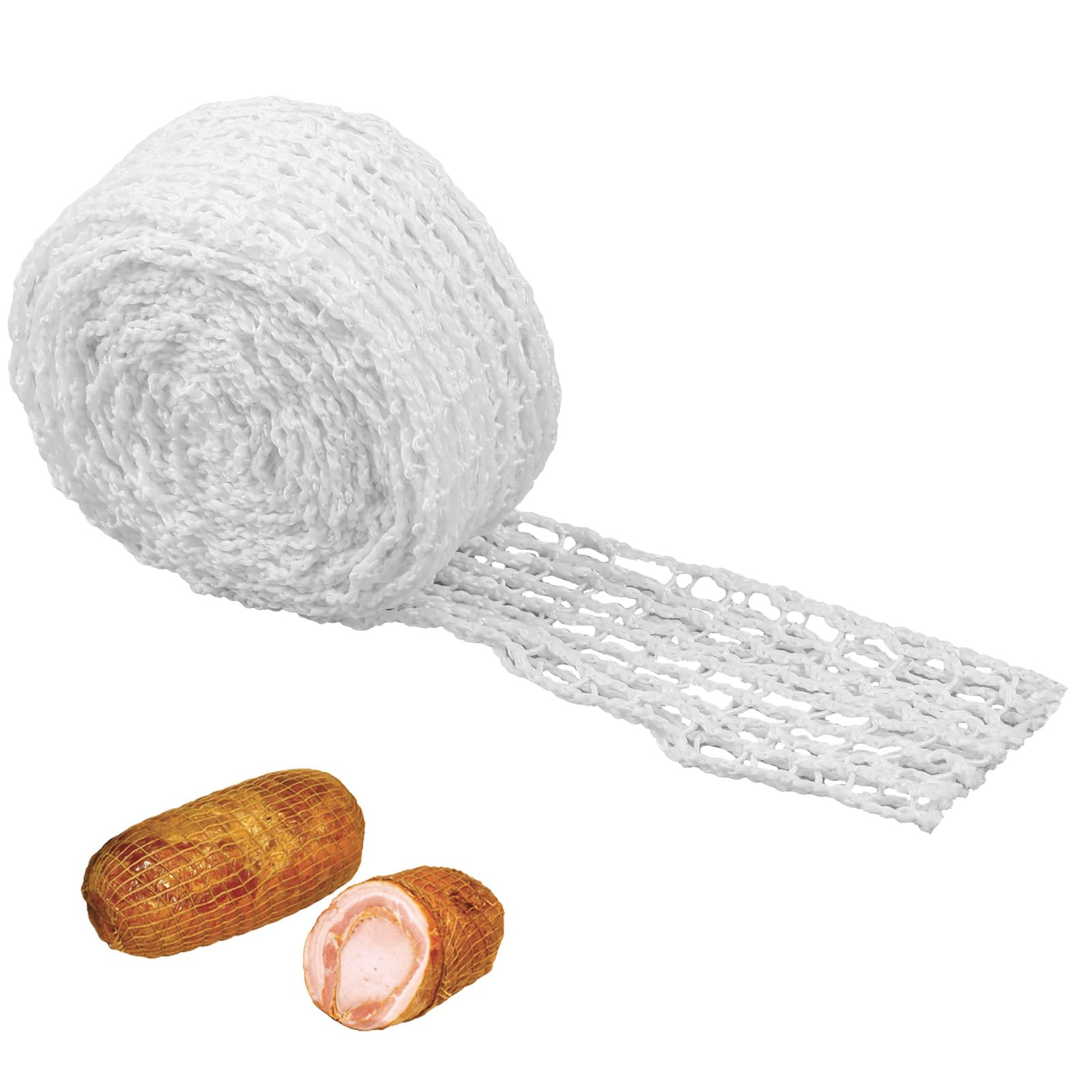 Meat Netting Roll, Size 18 Cooking Wrapping Mesh Smoked Meat Beef Poultry Ham Netting Elastic Cooking Twine Netting Meat Curing Chamber Turkey Ham Press Mold for Deli Meats Sausage Making Supplies