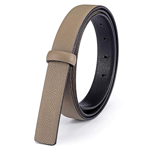 Vatee's Women's Reversible Real Leather Replacement Belt Strap without Buckle 1"/25mm Wide Adjustable 41" Long Khaki/Black