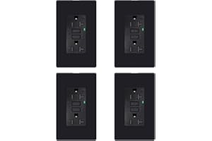 KCMYTONER Black GFCI Outlet 20 Amp, 4 Pack Weather & Tamper Resistant GFCI Receptacles with LED Indicator, 125V, ETL Certified, for Bathroom, Kitchen, Garage, Includes Wallplates and Screws