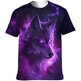 Cuntingvo Men's Wolf Graphic T-Shirt Novelty Animal Print Short Sleeve Top
